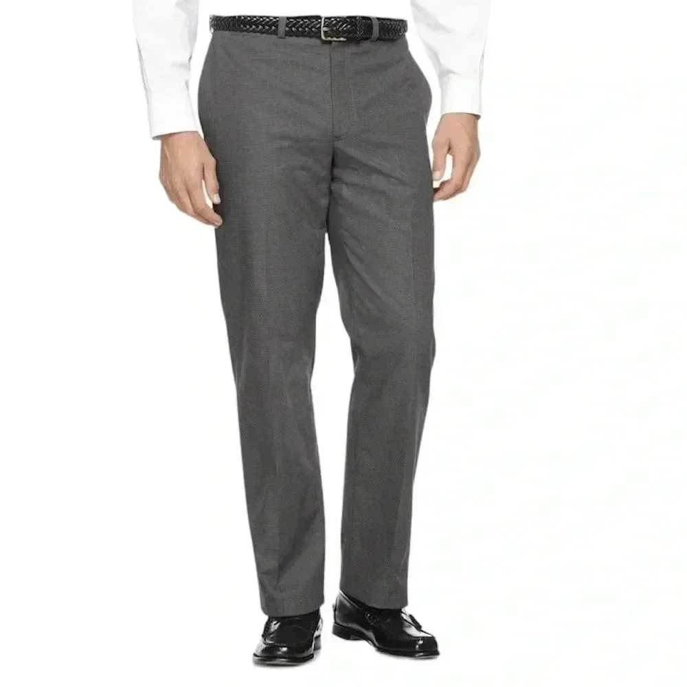 Men's Wrinkle-Free Dress Chinos, Classic Fit Plain Front Plaid